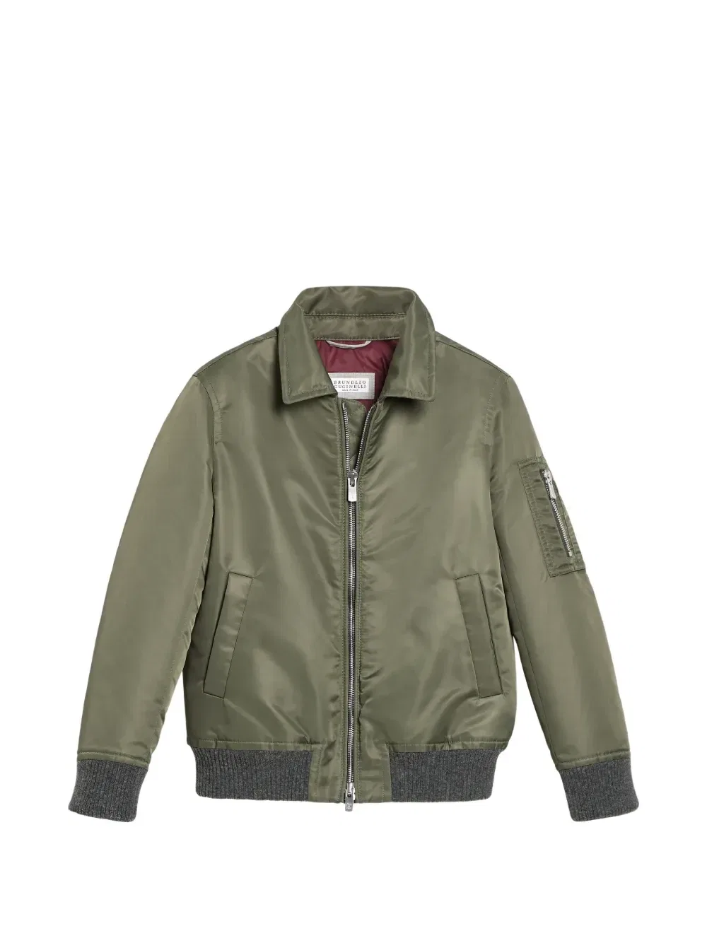Непромокаемый бомбер с подкладкой Thermore Brunello Cucinelli Kids, зеленый