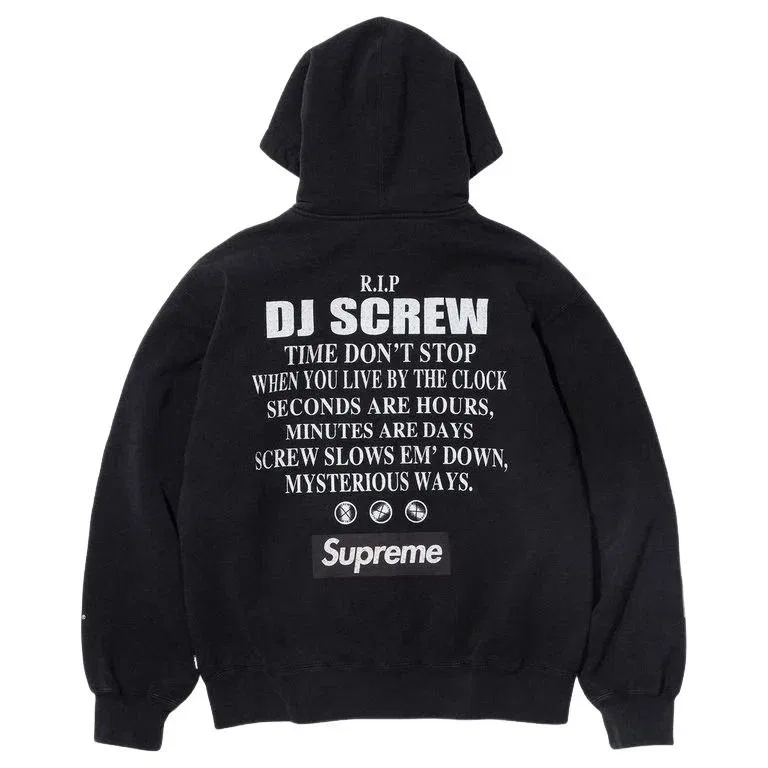 Мужское худи с молнией Supreme x DJ Screw SS26, черный — фото 2