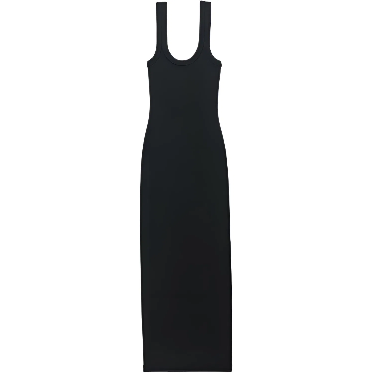 Платье без рукавов макси с трикотажем, Logo Rib-Knit Tank Maxi Dress, Alexander Wang, Black