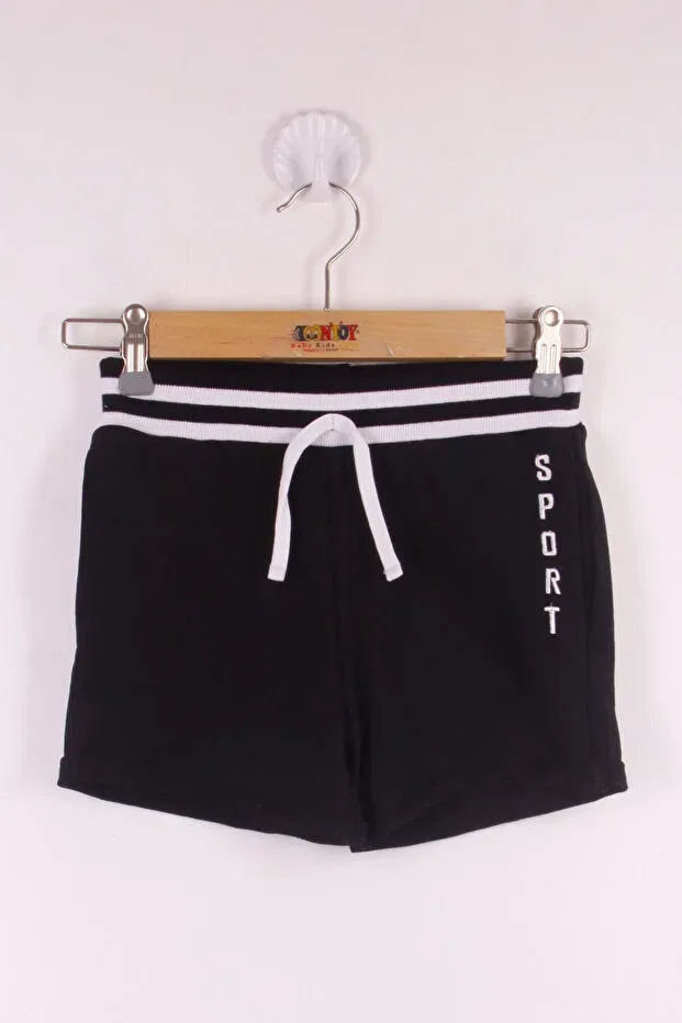 Детские шорты для девочек с принтом Sport Embroidered Pocket Toontoy, Black — фото 3