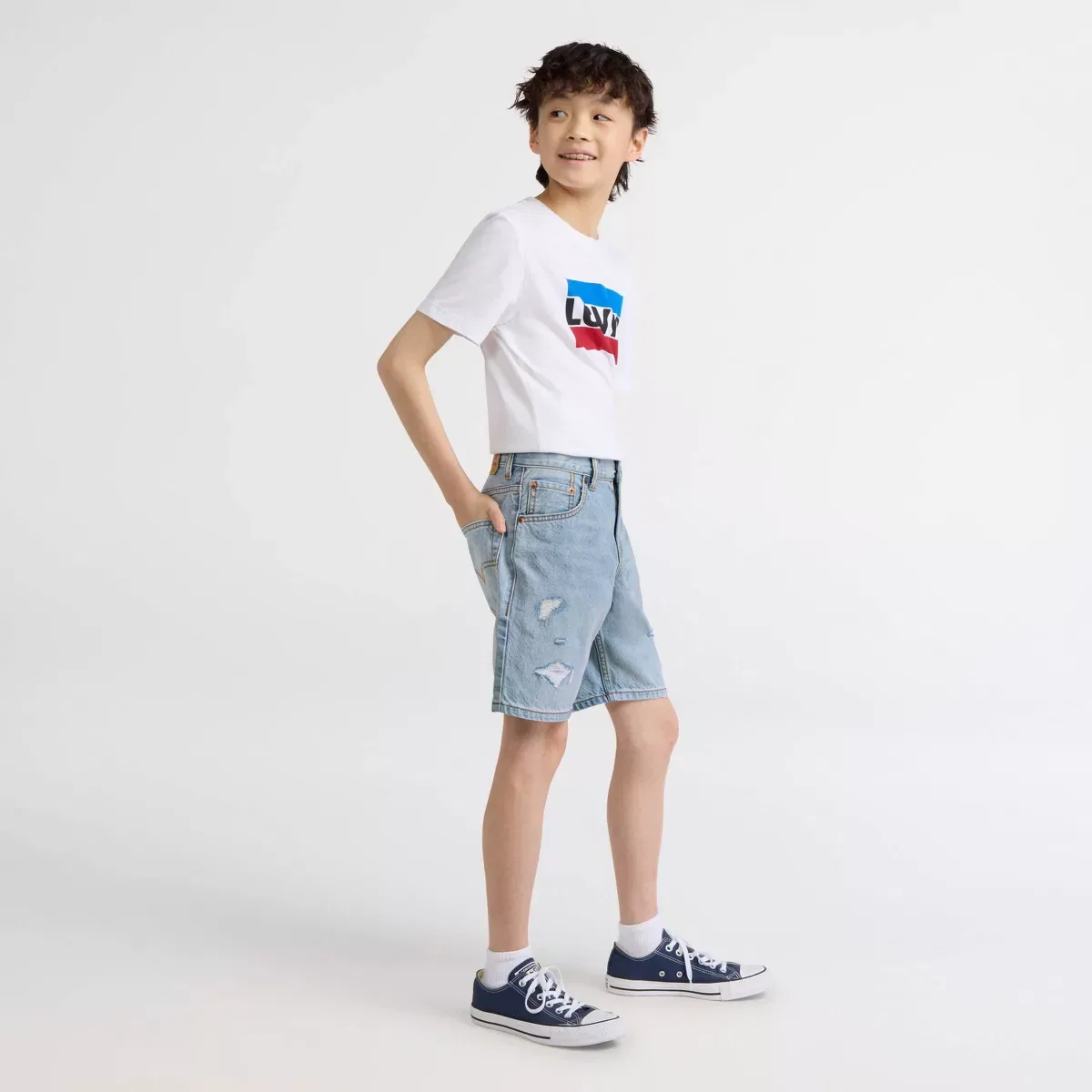 Детские шорты джинсовые Levi's GIRLS 4-16 SEPARATES, Light Wash — фото 2