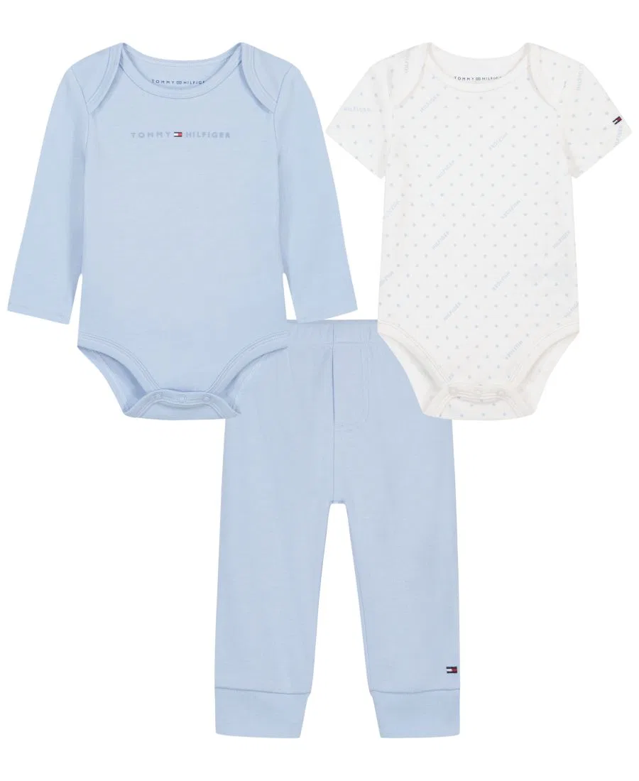 Комплект из 2 боди и брюк с логотипом Tommy Hilfiger, Blue/White