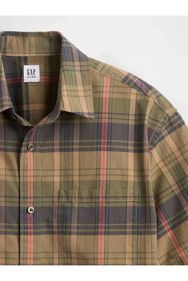 Детская рубашка для мальчиков с принтом Relaxed Checkered Shirt Gap, Multicolor-000 — фото 2