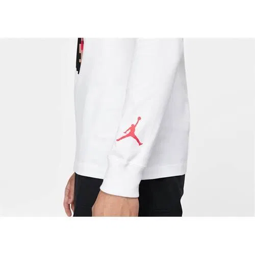 Мужская хлопковая футболка с длинным рукавом Nike Air Jordan Holiday, Weiss — фото 3