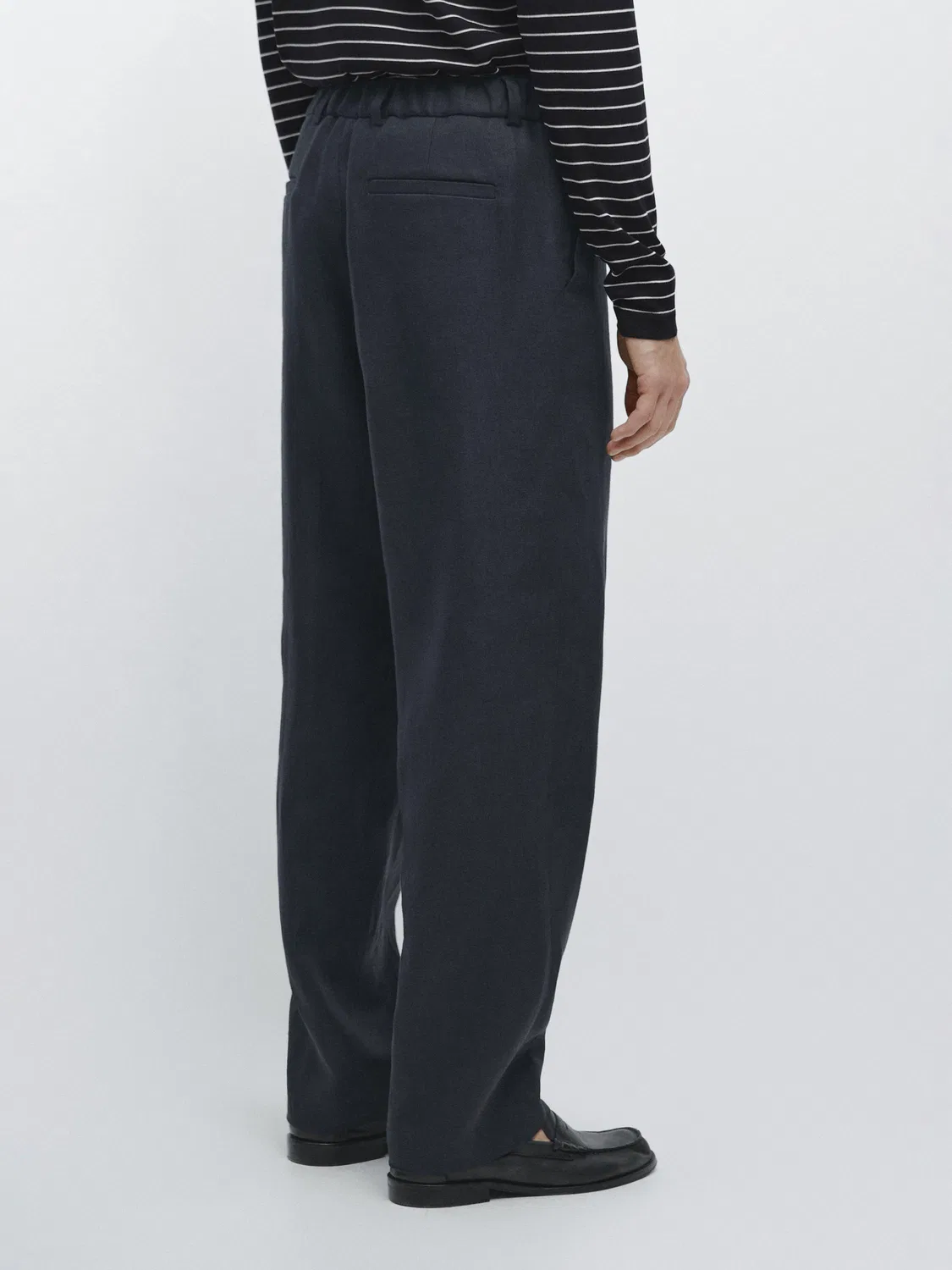 Легкие льняные брюки Massimo Dutti, темно-синий — фото 3