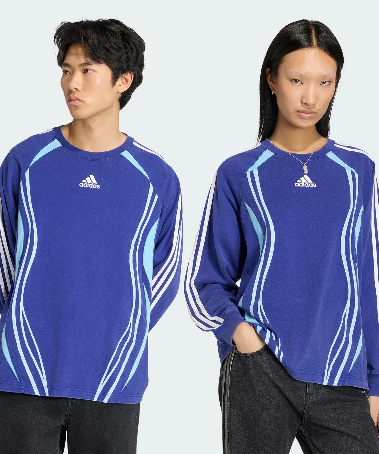 Мужская футболка с длинным рукавомоверсайз Team Geist Vintage Adidas, Blue — фото 4