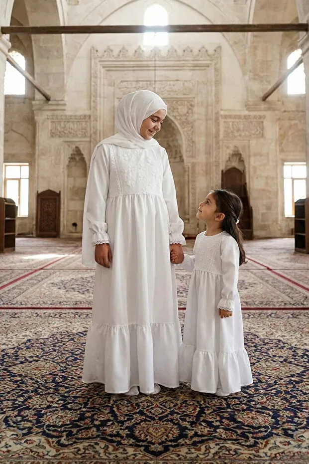 Детское платье для девочек с длинным рукавом Betül Akbay, White — фото 2