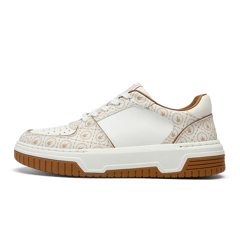 Кроссовки скейтерские мужские low top из кожи коровы CROWN, белый синий — фото 4