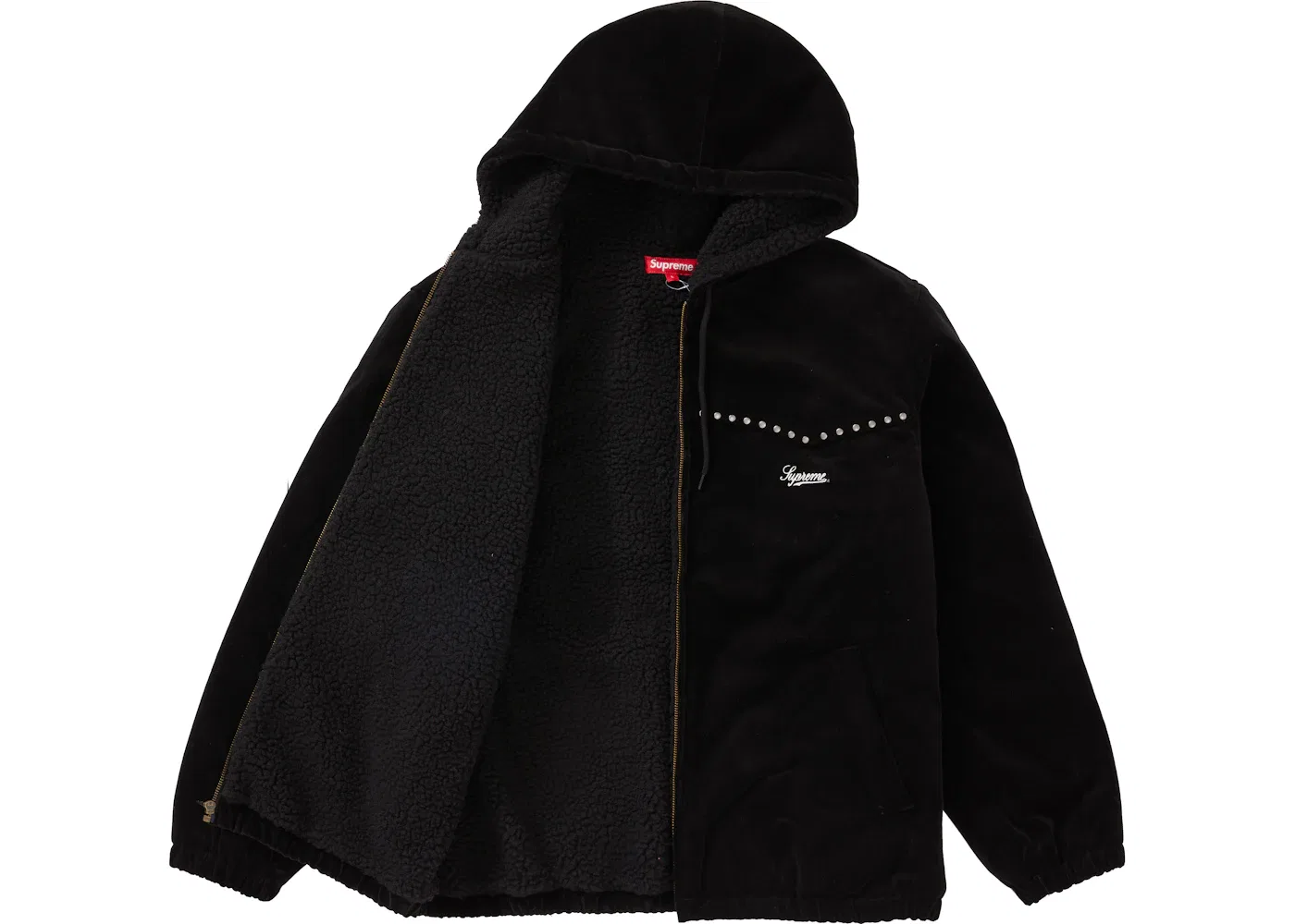 Мужская куртка из вельвета с капюшоном и стразами Supreme, Black — фото 2