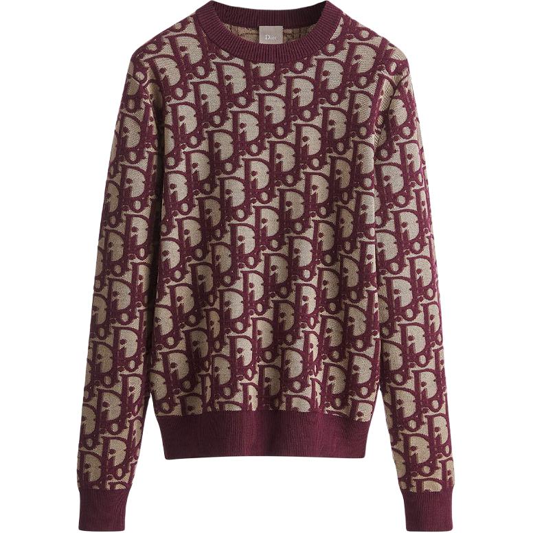 

DIOR Свитер мужской бордовый с круглой горловиной Moderate