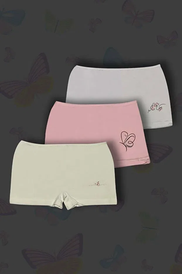 Детский комплект боксеров для мальчиков хлопковый с принтом 3-Piece Gri Mor Tekstil, Pink/White/Ecru