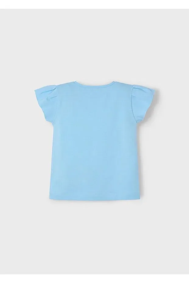 Детская футболка для девочек с принтом Summer Girl's Printed T-Shirt Mayoral, Baby Blue — фото 3