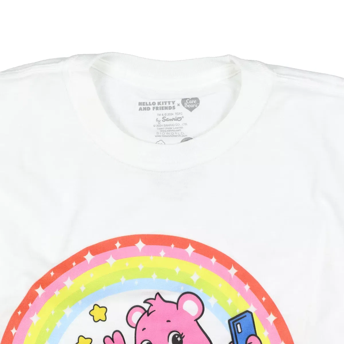 Детская футболка с принтом Hello Kitty and Friends x Care Bears Selfie Tee Bioworld, White — фото 4