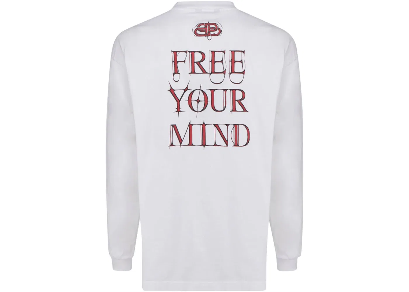 Мужской лонгслив с принтом Balenciaga Free Your Mind, White/Black/Red — фото 2