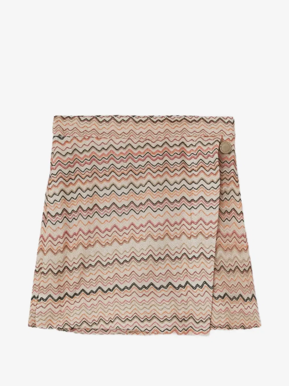 Шорты с запахом из трикотажа в елочку Missoni Kids, бежевый