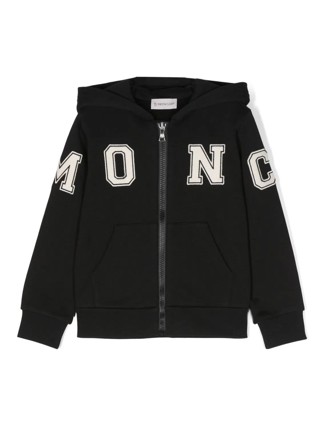 Худи на молнии с логотипом Moncler, черный