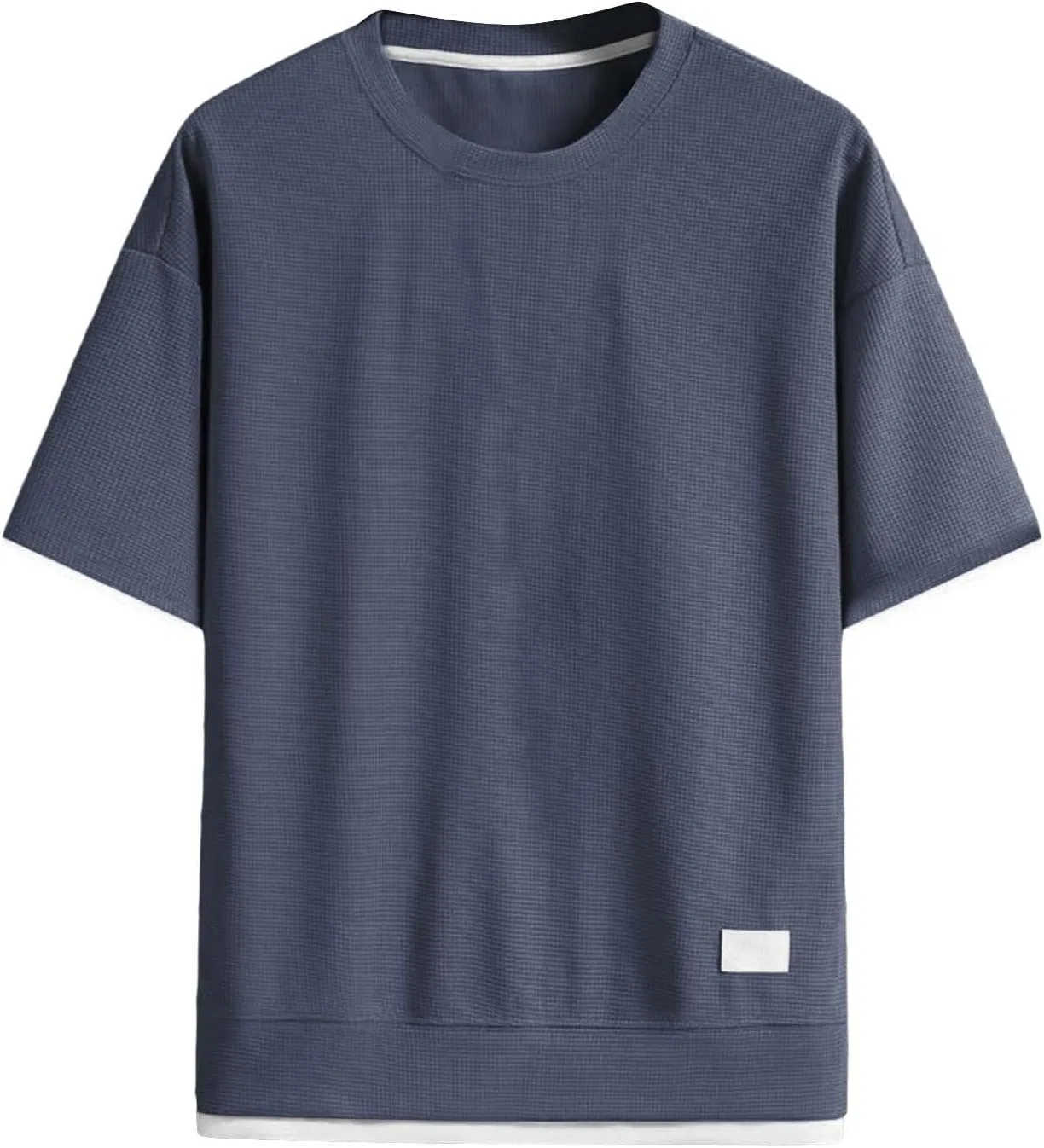 Мужская свободная футболка с вафельной текстурой, Dark Gray — фото 4