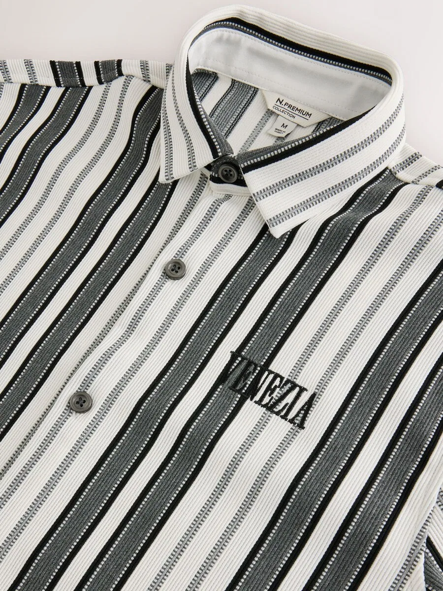 Рубашка Next Regular fit на пуговицах, цвет «камень» — фото 3