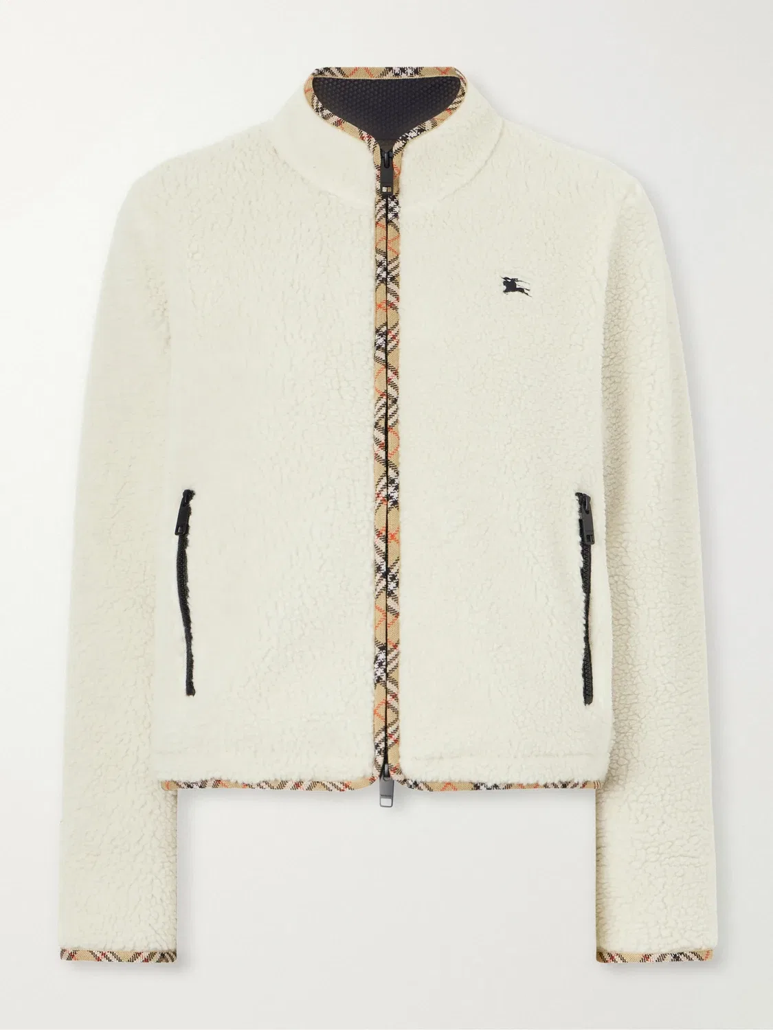Легкая куртка из плюша в клетку Burberry, белый