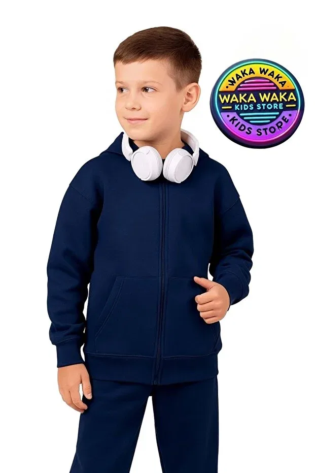 Детский кардиган с капюшоном на молнии Basics Ww Waka Waka Kids Store, Navy Blue