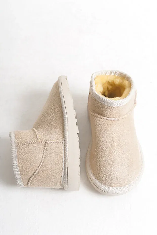 Детские ботинки для девочек на меху Moda Lime, Beige — фото 4