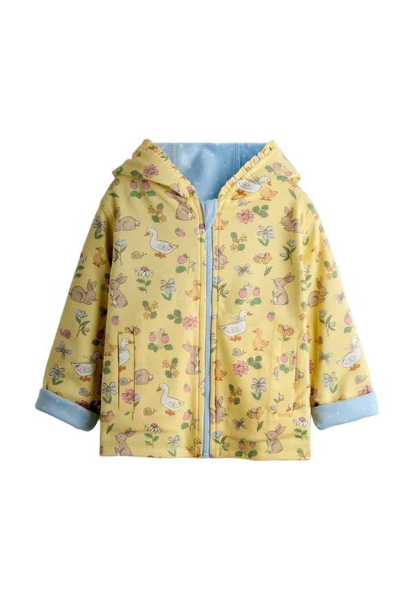 Двусторонняя толстовка на молнии с изображением утки и кролика. Jojo Maman Bébé, Light Yellow