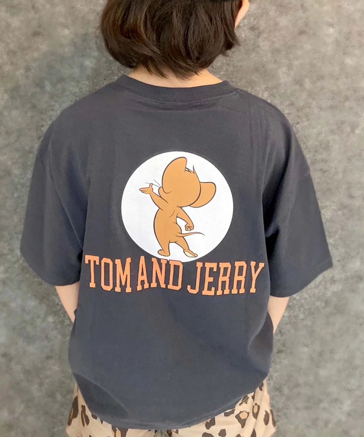 Детская футболка оверсайз с принтом TOM&JERRY, Charcoal Grey