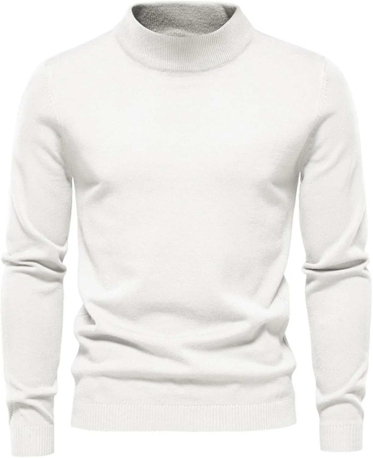 Мужская водолазка с высоким воротником, Classic Fit, Lightweight Sweater, B96-white