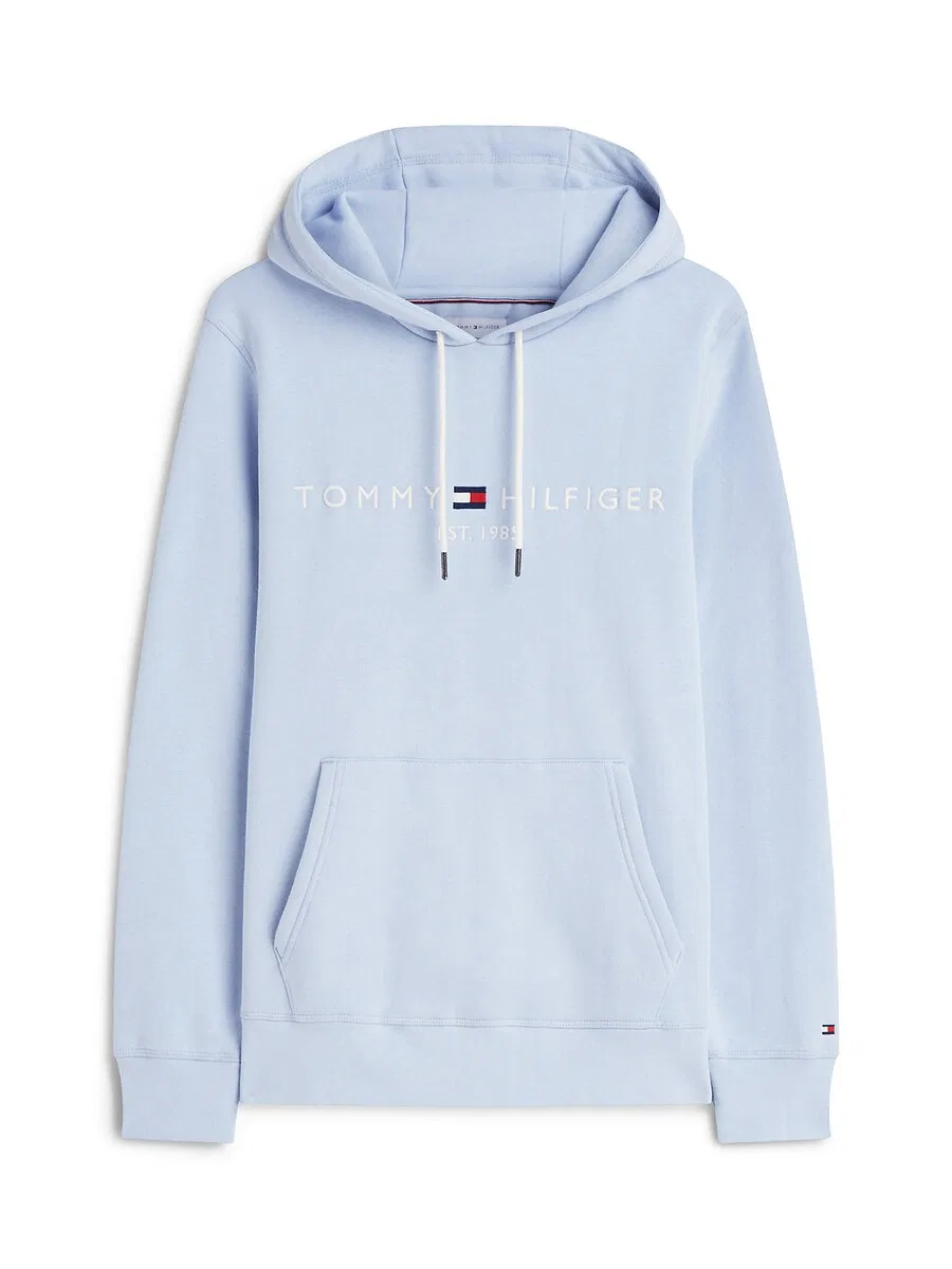 Толстовка TOMMY HILFIGER стандартного кроя с вышитым логотипом и гибким шнурком, темно-синего и светло-голубого цвета