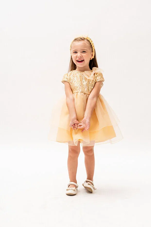Детское платье из фатина с бантом Eray Kids, Yellow
