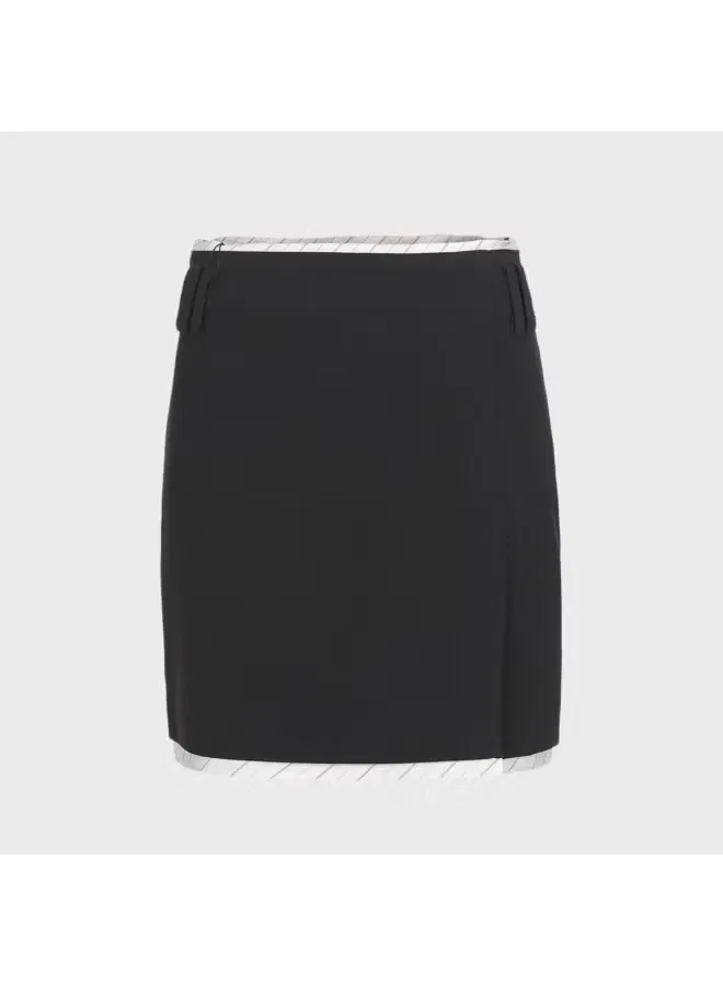 Юбка-трапеция мини с разрезом Zara, черный — фото 2