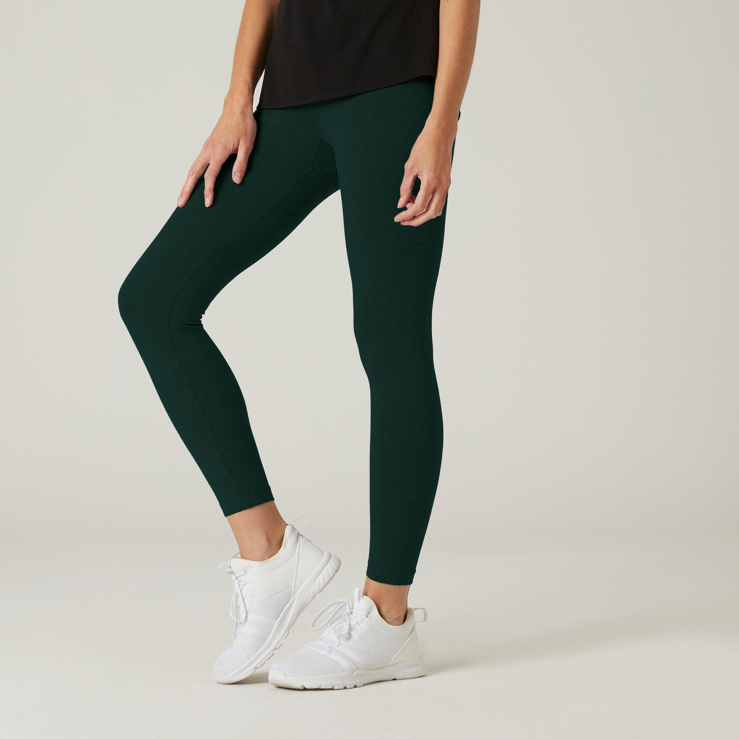 

Леггинсы Fitness 7/8 Fit+ короткие хлопчатобумажные темно-зеленые DOMYOS, лиственнично-зеленый