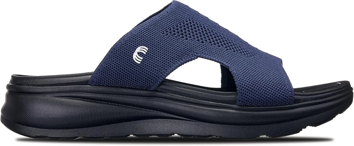 Сандалии с увеличением роста, CALTO, Black/Knitted Navy — фото 4