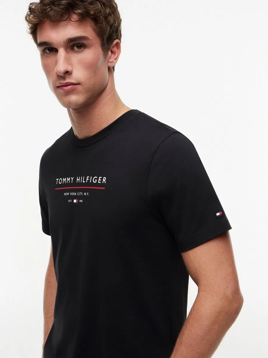 Рубашка TOMMY HILFIGER 'Essential' черного цвета — фото 2