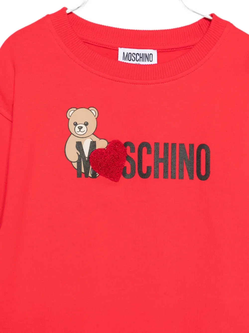 Толстовка с логотипом в виде медведя Тедди Moschino Kids, красный — фото 3