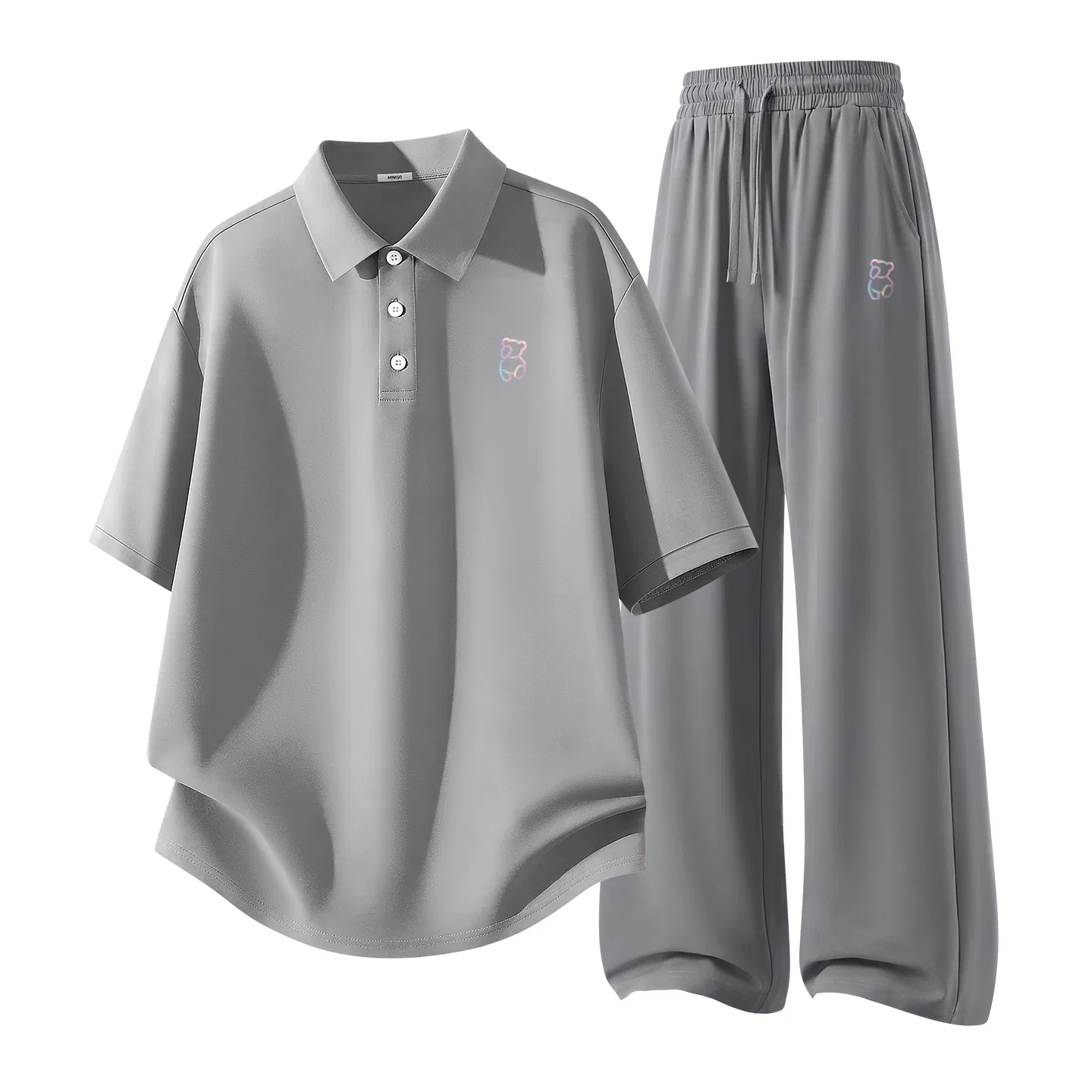 Детский комплект спортивной одежды с принтом Мишки MINISO, Light Gray Dark Gray