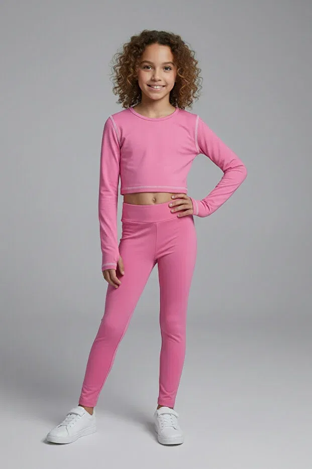 Детские леггинсы для девочек с высокой талией Colorinas, Pink