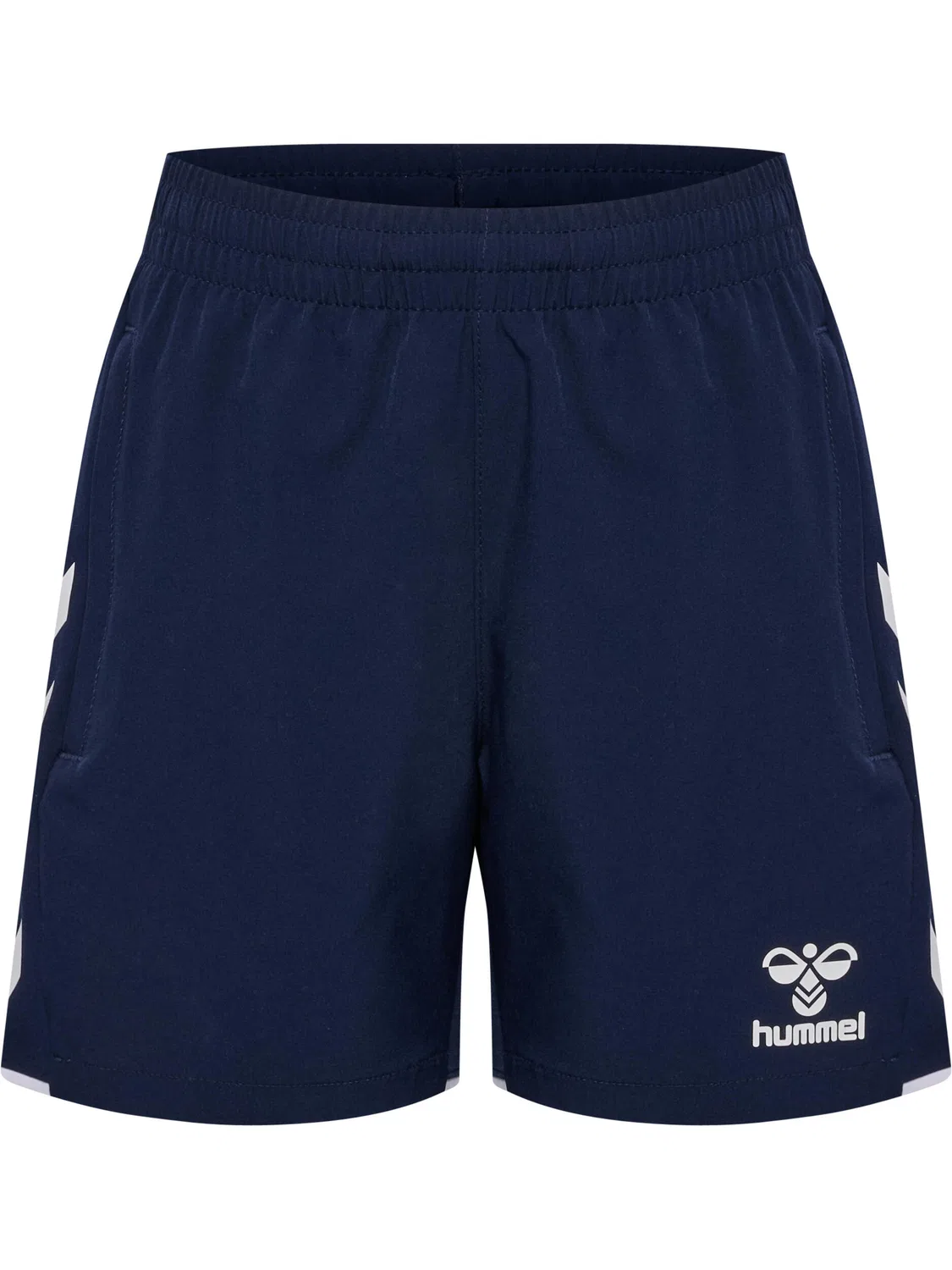 Детские шорты из гладкой ткани с моделью Hmlcore, Hummel, Midnight Indigo / White — фото 4