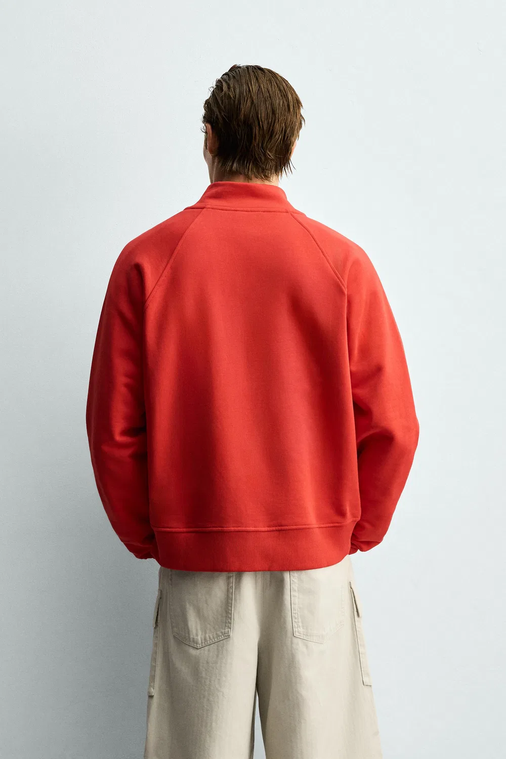 Толстовка свободного кроя с контрастной застежкой-молнией ZARA, Red — фото 3