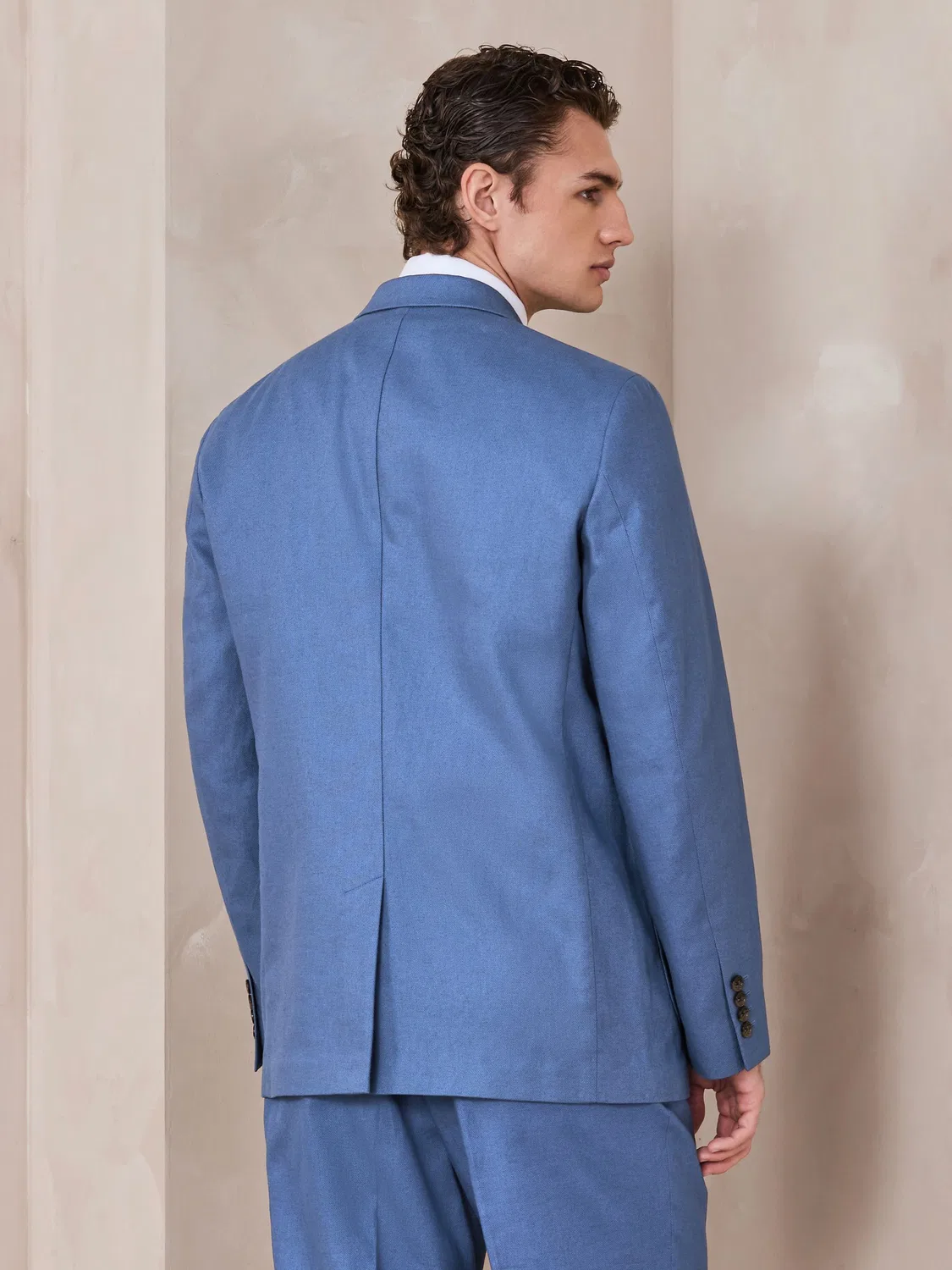 Пиджак костюмный Relaxed Fit из смеси льна Next, синий — фото 3