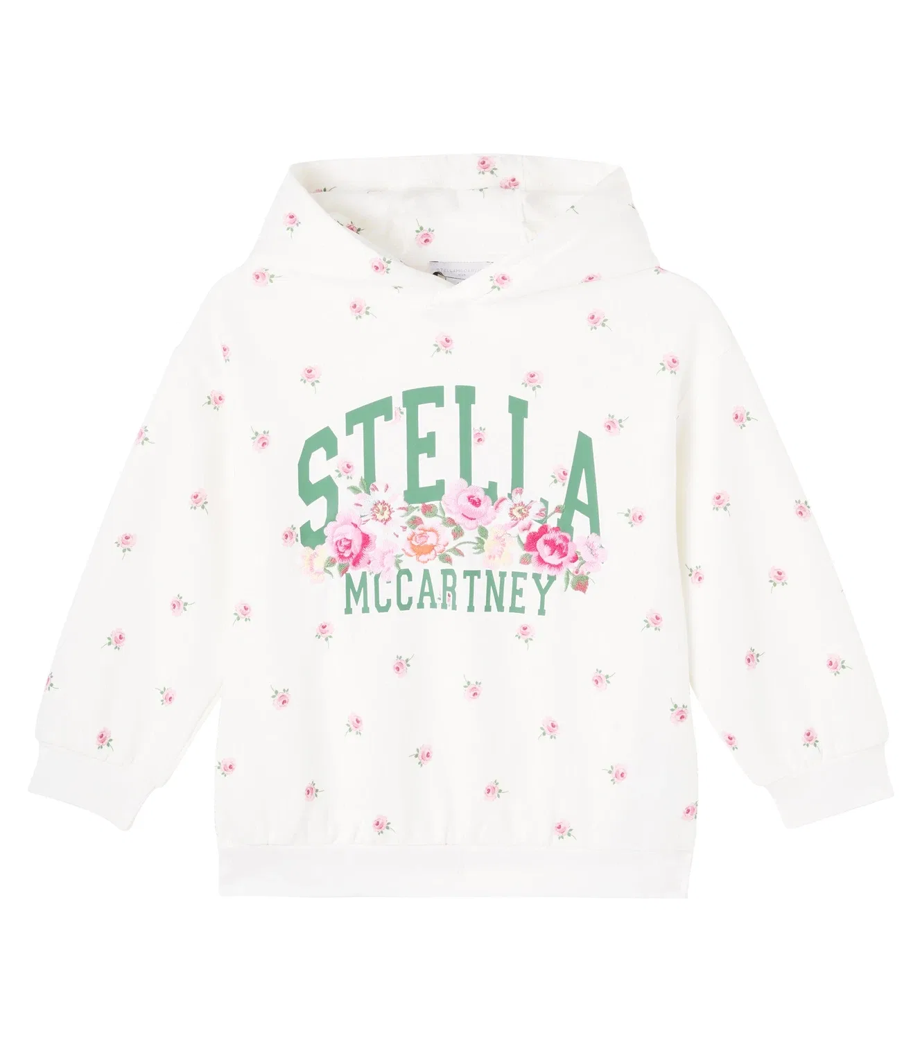 Худи из хлопкового джерси с цветочным логотипом Stella Mccartney Kids, белый