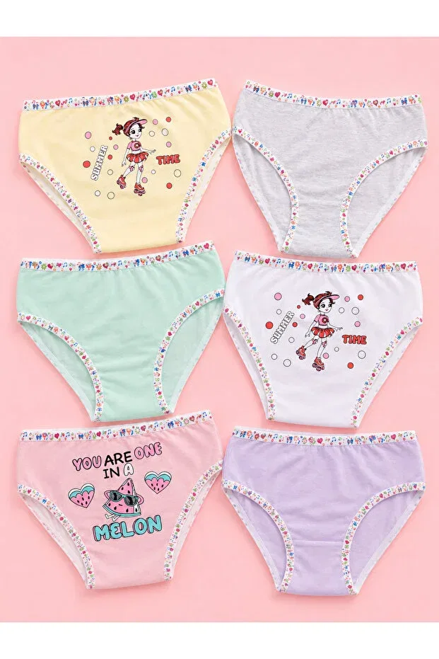 Детский комплект трусов для девочек хлопковый 12-Piece girls' panties set Meyzz, Printed On The Back — фото 3