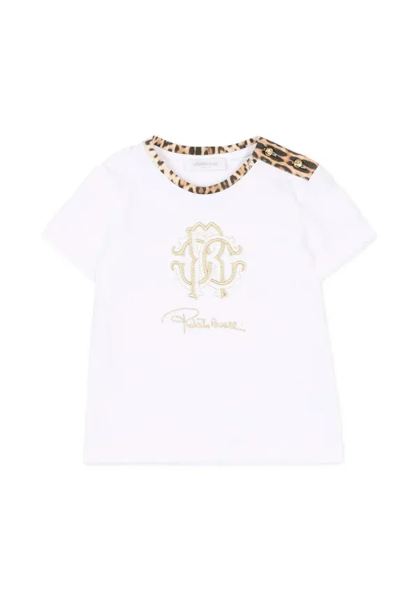 Футболка с вышивкой print t-shirt Roberto Cavalli Junior, белый