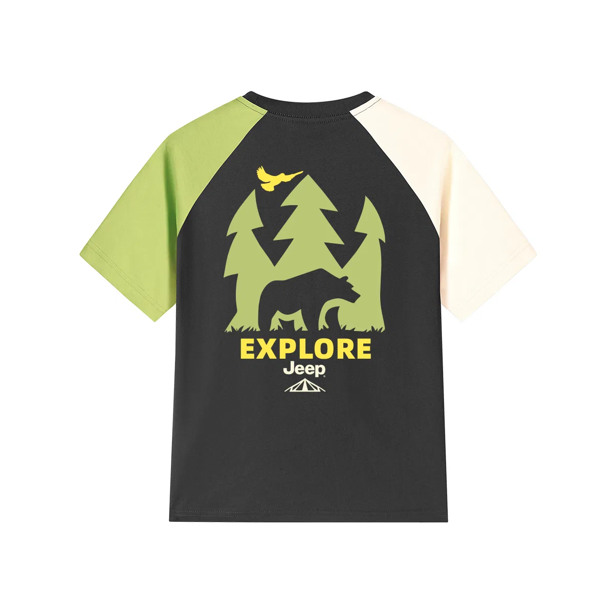 Детская футболка хлопковая с коротким рукавом Jeep, Ecru/Grass Green