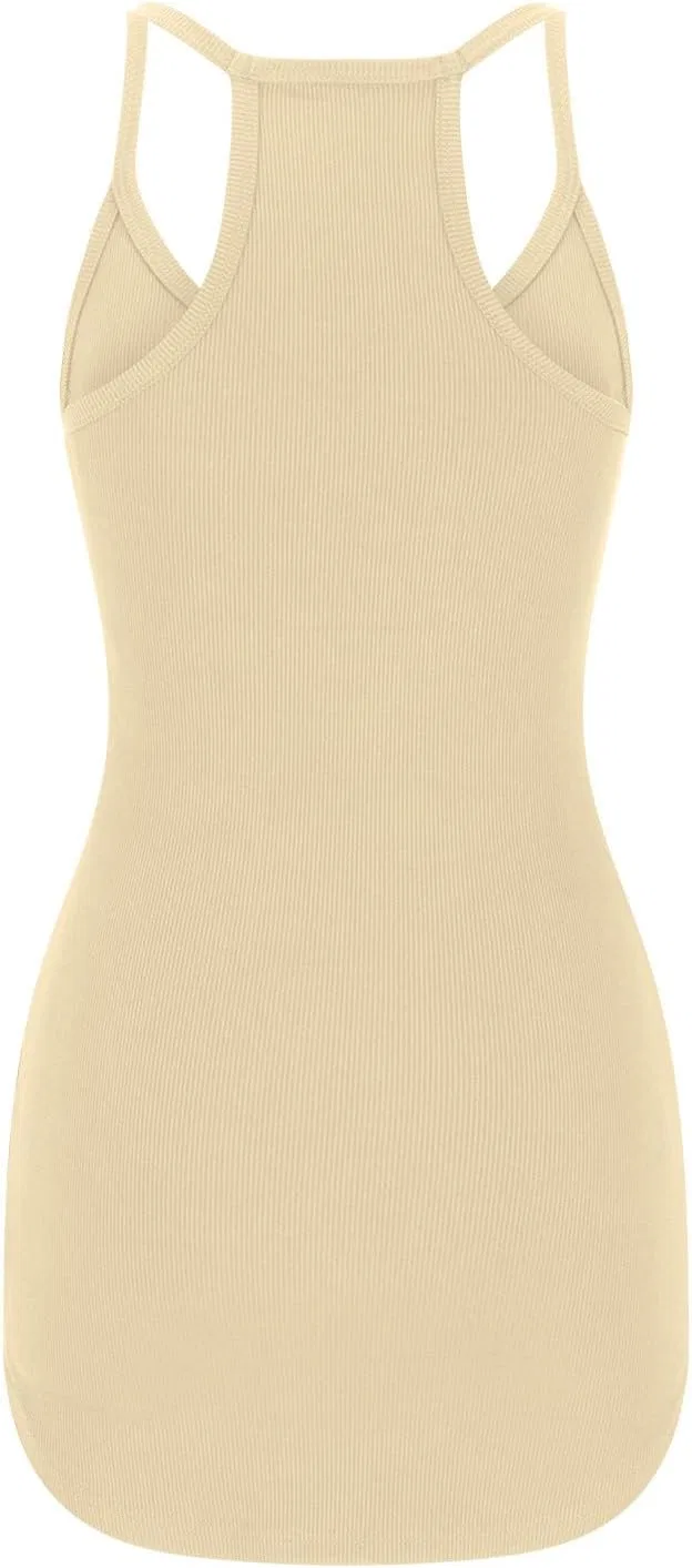 Женское облегающее платье с бретельками Bodycon, Khaki — фото 4