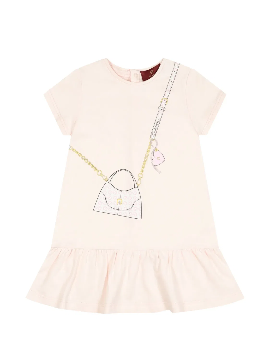 Платье с оборками и графичным принтом Aigner Kids, розовый
