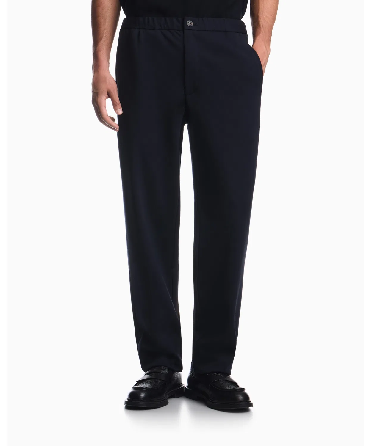 Мужские брюки прямого кроя из модального джерси EA Signature EMPORIO ARMANI, Navy — фото 4