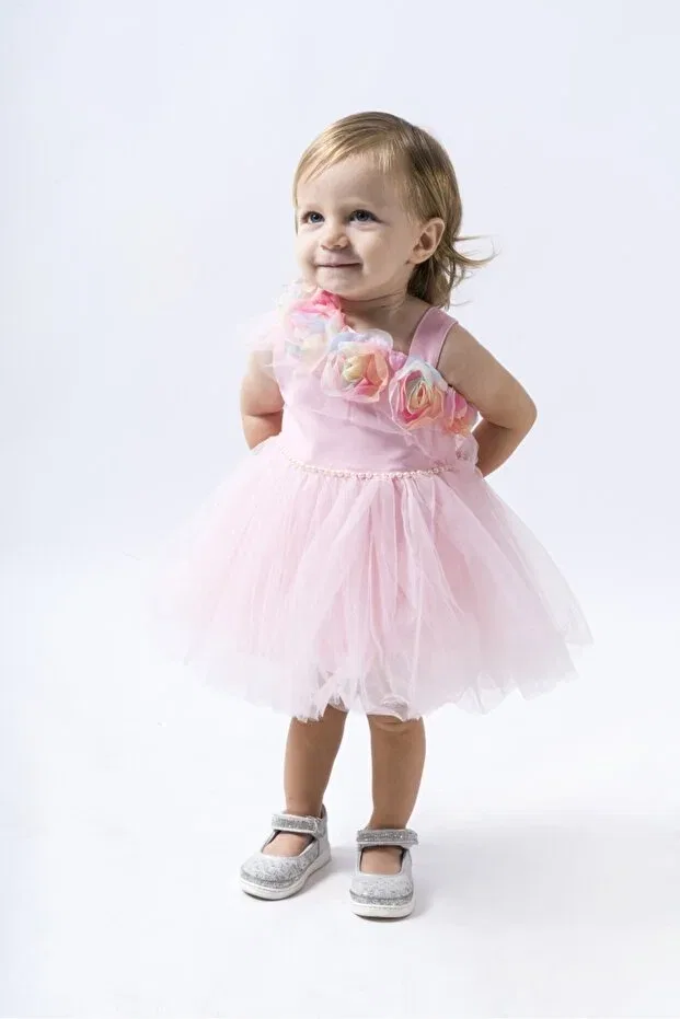Детское платье для девочек с принтом Colorful Rose Detailed Baby Girl Special Occasion Wedding Evening Dress Canwin, Pink