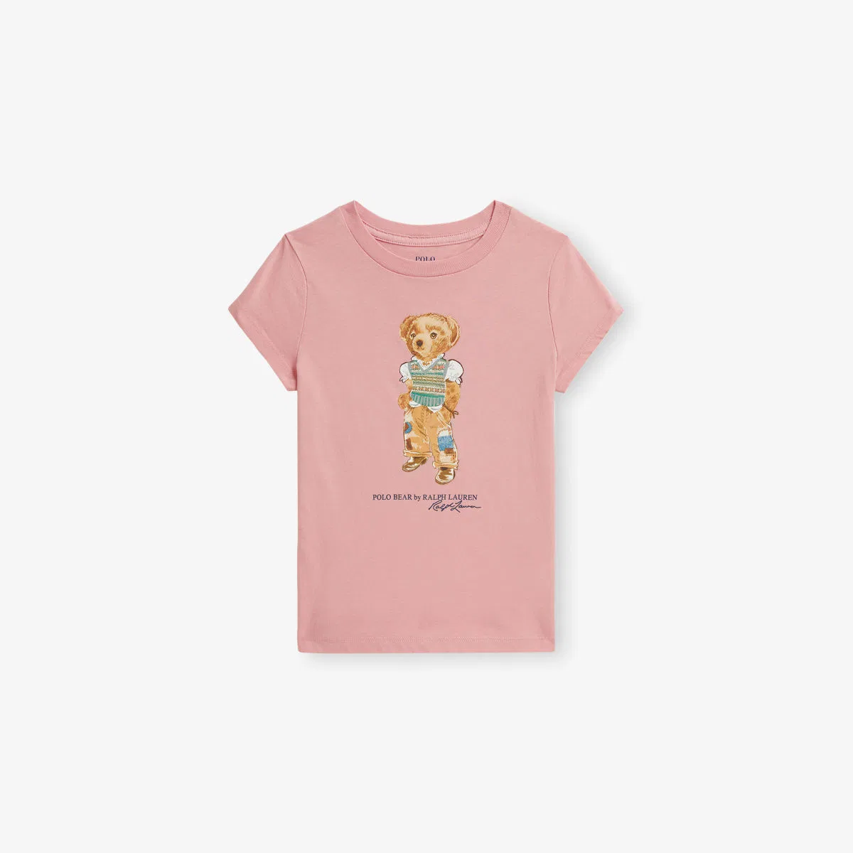 Детская хлопковая футболка с коротким рукавом и принтом медведя Polo Ralph Lauren, розовый