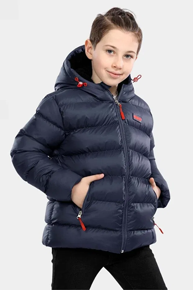 Детское зимнее пальто для девочек с капюшоном Vodens, Navy Blue — фото 3